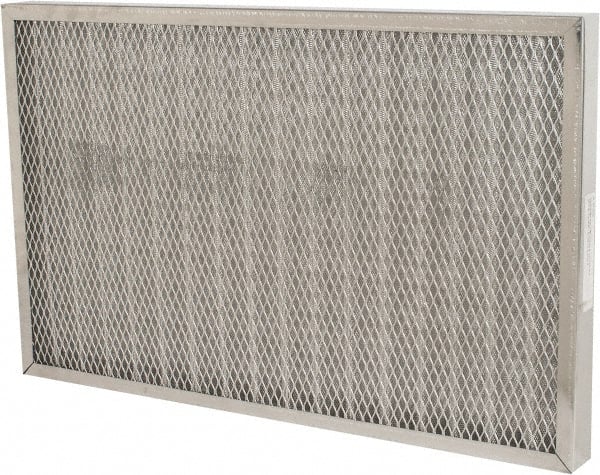Made in USA - 16" Noml Height x 25" Noml Width x 2" Noml Depth, 76% Capture Efficiency, Permanent Air Filter - MERV 7, Aluminum Cloth & Mesh, Integrated Aluminum Frame, 300 Max FPM, 640 CFM, For Any Unit - Exact Tooling