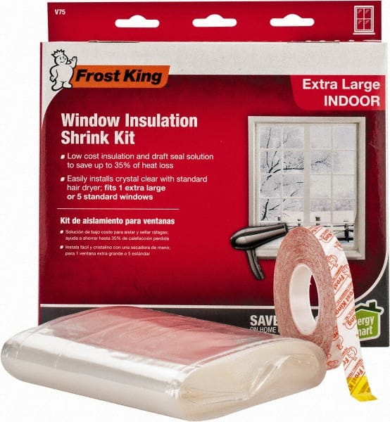 Frost King - 210" Long x 62" Wide, Indoor Shrink Film and Tape Weather Kit Weatherstripping - Clear Plastic - Exact Tooling