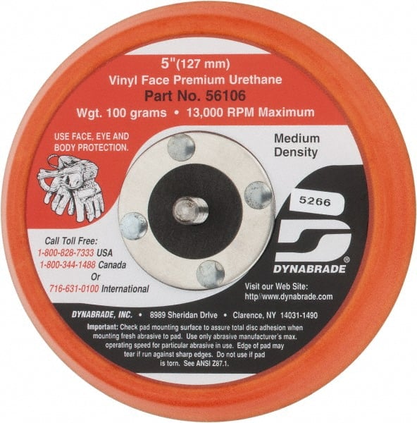 Dynabrade - 5" Diam Disc Backing Nonvacuum Replacement Pad - Medium Density, 12,000 RPM - Exact Tooling