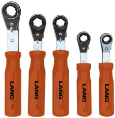 Lang - 17mm, 12 Point, Chrome Finish, Single End, Reversible Ratcheting Offset Box Wrench - Exact Tooling