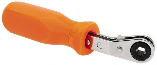 Lang - 1/4" 6 Point Reversible Ratcheting Offset Box Wrench - 5-1/2" OAL, Steel - Exact Tooling