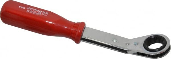 Lang - 3/4" 12 Point Reversible Ratcheting Offset Box Wrench - Single End, 8-3/4" OAL, Steel - Exact Tooling