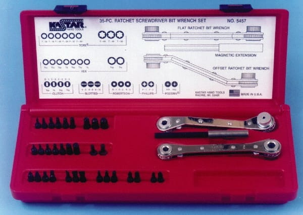 Lang - 35 Pc, Inch/Metric Ratchet & Ratcheting Bit Set - Exact Tooling