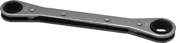 Lang - 3/8" x 7/16" 6 Point Ratcheting Box Wrench - Double End, 5-1/2" OAL, Steel - Exact Tooling