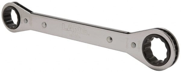 Lang - 13/16" x 7/8" 12 Point Ratcheting Box Wrench - Double End, 9-1/4" OAL, Steel - Exact Tooling