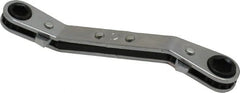 Lang - 1/4" x 5/16" 6 Point Reversible Ratcheting Offset Box Wrench - Double End, 4-1/4" OAL, Steel, 25° Offset - Exact Tooling