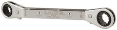 Lang - 3/8" x 7/16" 12 Point Reversible Ratcheting Offset Box Wrench - Double End, 5-7/16" OAL, Steel, 25° Offset - Exact Tooling