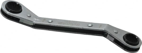 Lang - 1/2" x 9/16" 12 Point Reversible Ratcheting Offset Box Wrench - Double End, 6-3/4" OAL, Steel, 25° Offset - Exact Tooling