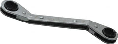 Lang - 1/2" x 9/16" 12 Point Reversible Ratcheting Offset Box Wrench - Double End, 6-3/4" OAL, Steel, 25° Offset - Exact Tooling
