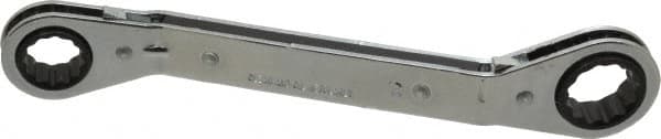 Lang - 5/8" x 3/4" 12 Point Reversible Ratcheting Offset Box Wrench - Double End, 8" OAL, Steel, 25° Offset - Exact Tooling