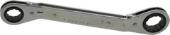 Lang - 5/8" x 3/4" 12 Point Reversible Ratcheting Offset Box Wrench - Double End, 8" OAL, Steel, 25° Offset - Exact Tooling