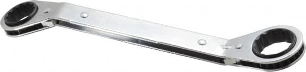 Lang - 13/16" x 15/16" 12 Point Reversible Ratcheting Offset Box Wrench - Double End, 9-1/8" OAL, Steel, 25° Offset - Exact Tooling