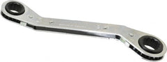 Lang - 15mm x 17mm 12 Point Reversible Ratcheting Offset Box Wrench - 8" OAL, Steel, 25° Offset - Exact Tooling