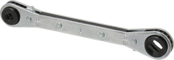 Lang - 1/4" & 3/16" Sq x 3/8" & 5/16" Sq 6 Point 4 in 1 Reversible Ratcheting Box Wrench - Double End, Steel - Exact Tooling
