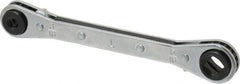 Lang - 1/4" & 3/16" Sq x 3/8" & 5/16" Sq 6 Point 4 in 1 Reversible Ratcheting Box Wrench - Double End, Steel - Exact Tooling