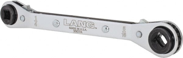 Lang - 1/4" & 3/16" Sq x 9/16" & 1/2" Hex 6 Point 4 in 1 Reversible Ratcheting Offset Box Wrench - Steel - Exact Tooling