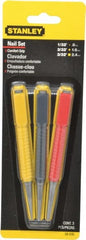 Stanley - 3 Piece, 1/32 to 3/32", Nail Punch Set - Comes in Carded - Exact Tooling