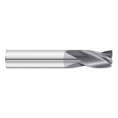 7/8 Dia. x 4 Overall Length 3-Flute Square End Solid Carbide SE End Mill-Round Shank-Center Cut-TiAlN - Exact Tooling