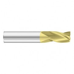 29/64 Dia. x 3 Overall Length 3-Flute Square End Solid Carbide SE End Mill-Round Shank-Center Cut-TiN - Exact Tooling