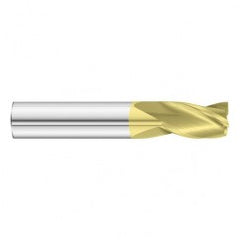 13/32 Dia. x 2-3/4 Overall Length 3-Flute Square End Solid Carbide SE End Mill-Round Shank-Center Cut-TiN - Exact Tooling