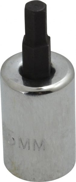 Proto - 3/8" Drive, 5mm Hex Bit Socket - 1-49/64" OAL, 3/4" Bit Length - Exact Tooling