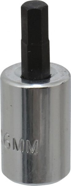 Proto - 3/8" Drive, 6mm Hex Bit Socket - 1-49/64" OAL, 3/4" Bit Length - Exact Tooling