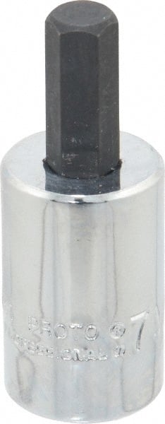 Proto - 3/8" Drive, 7mm Hex Bit Socket - 1-49/64" OAL, 3/4" Bit Length - Exact Tooling