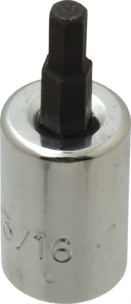 Proto - 3/8" Drive, 3/16" Hex Bit Socket - 1-13/16" OAL, 3/4" Bit Length - Exact Tooling