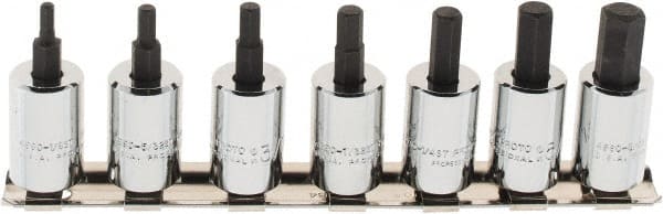 Proto - 7 Piece 3/8" Drive Inch Hex Bit Socket Set - 1/8 to 3/8" Hex - Exact Tooling