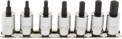 Proto - 7 Piece 3/8" Drive Inch Hex Bit Socket Set - 1/8 to 3/8" Hex - Exact Tooling