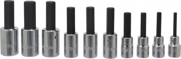 Proto - 10 Piece 1/2" Drive Metric Hex Bit Socket Set - 6 to 19mm Hex - Exact Tooling