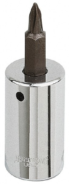 Armstrong - 1/4" Drive, T27 Torx Bit Socket - 1-9/16" OAL - Exact Tooling
