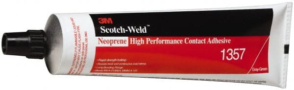 3M - 5 oz Tube Gray Contact Adhesive - Series 1357, 30 min Working Time, Bonds to Foam, Rubber & Vinyl - Exact Tooling