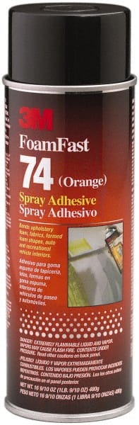 3M - 24 oz Aerosol Orange Spray Adhesive - High Tack, 170°F Heat Resistance, 40 Sq Ft Coverage, Medium Strength Bond, 15 min Max Bonding Time, Flammable, Series 74 - Exact Tooling