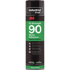 3M - 24 oz Aerosol Clear Spray Adhesive - High Tack, 250°F Heat Resistance, 23.6 Sq Ft Coverage, High Strength Bond, 10 min Max Bonding Time, Flammable, Series High-Strength 90 - Exact Tooling