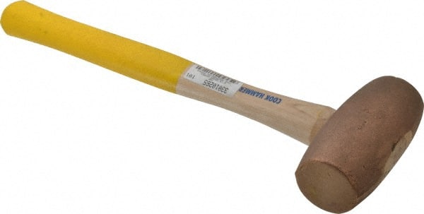 Cook Hammer - 6 Lb Head Nonsparking Mallet - 16" OAL, Wood Handle - Exact Tooling