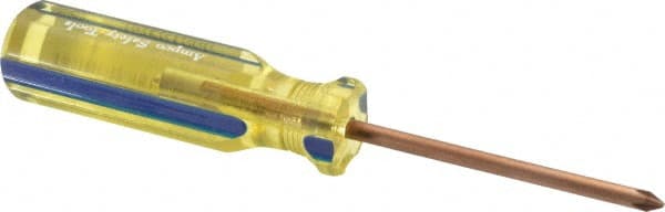 Ampco - #1, 6-1/8" OAL, Nonsparking Phillips Screwdriver - 3" Blade Length, Round Shank, Acetate Handle - Exact Tooling