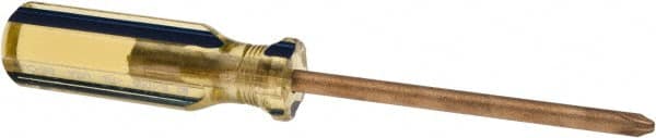Ampco - #2, 7-1/2" OAL, Nonsparking Phillips Screwdriver - 4" Blade Length, Round Shank, Acetate Handle - Exact Tooling