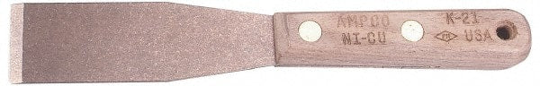 Ampco - 2 Inch Wide Nickel Copper Stiff Putty Knife - Wood Handle, 8 Inch Overall Length - Exact Tooling