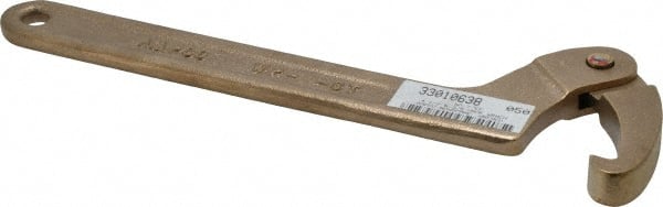 Ampco - 4-1/2" to 6-3/8" Capacity, Nonsparking Hook Wrench - 12" OAL - Exact Tooling