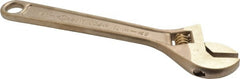Ampco - 1-1/8" Jaw Capacity, 8" Nonsparking Adjustable Wrench - Aluminum Bronze, Plain Finish - Exact Tooling