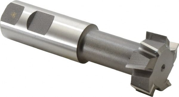 Keo - 1-15/32" Cut Diam, 5/8" Cut Width, 25/32" Neck Diam, 1" Shank Diam, 4-7/16" OAL, High Speed Steel T-Slot Cutter - Uncoated, 3/4" Bolt, Staggered Teeth, 8 Teeth, Weldon Flat - Exact Tooling