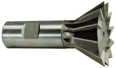 Keo - 1-3/8" Diam x 3/8" Width of Cut, 45° Included Angle, High Speed Steel Dovetail Cutter - 5/8" Shank Diam, 1-15/16" Shank Length, 2-7/8" Overall Length, Weldon Flat, Uncoated - Exact Tooling
