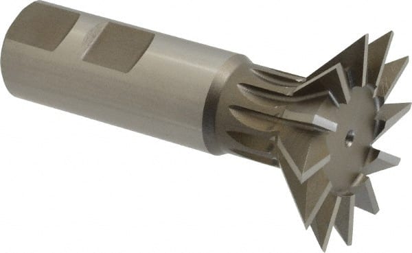 Keo - 1-7/8" Diam x 1/2" Width of Cut, 45° Included Angle, High Speed Steel Dovetail Cutter - 7/8" Shank Diam, 2-1/32" Shank Length, 3-1/4" Overall Length, Weldon Flat, Uncoated - Exact Tooling