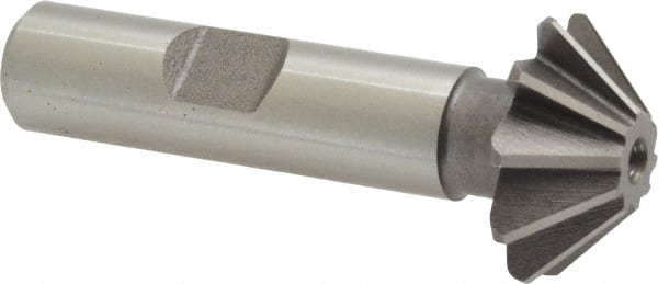 Keo - 1" Diam x 5/16" Width of Cut, 45° Included Angle, Shank Connection, High Speed Steel Single Angle Cutter - 1/2" Shank Diam, 2-1/2" Overall Length, Right Hand Cut, Uncoated - Exact Tooling