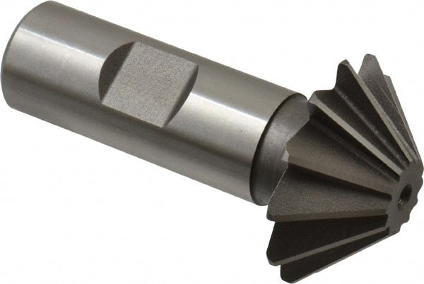 Keo - 1-1/2" Diam x 1/2" Width of Cut, 45° Included Angle, Shank Connection, High Speed Steel Single Angle Cutter - 3/4" Shank Diam, 2-3/4" Overall Length, Right Hand Cut, Uncoated - Exact Tooling