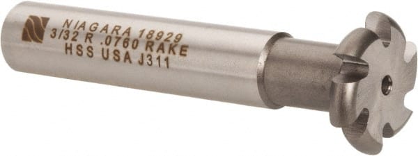 Keo - 3/32" Radius, 3/16" Circle Diam, 7/8" Cutter Diam, Shank Connection, Convex Radius Cutter - 1/2" Shank Diam, 3" OAL, High Speed Steel, Uncoated, 6 Teeth, Weldon Flat - Exact Tooling