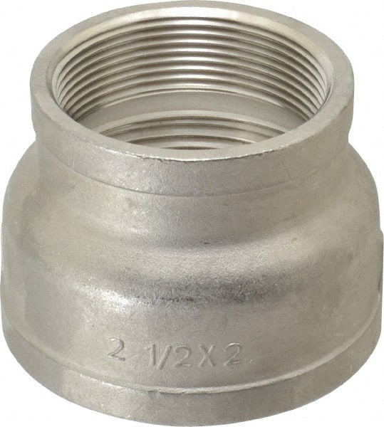 Merit Brass - 2-1/2 x 2" Grade 304 Stainless Steel Pipe Reducer Coupling - FNPT x FNPT End Connections, 150 psi - Exact Tooling