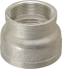 Merit Brass - 2-1/2 x 2" Grade 304 Stainless Steel Pipe Reducer Coupling - FNPT x FNPT End Connections, 150 psi - Exact Tooling