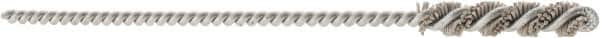 Brush Research Mfg. - 0.206" Diam Helical Nylon Tube Brush - Single Spiral, 0.018" Filament Diam, 1" Brush Length, 4" OAL, 0.097" Diam Steel Shank - Exact Tooling